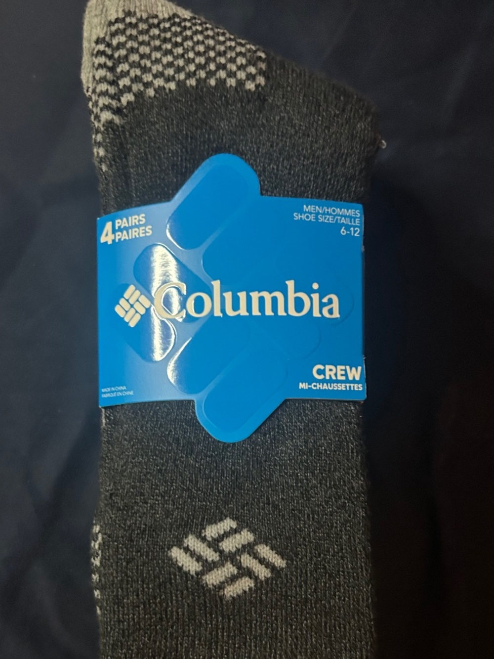 Columbia Crew Socks, Navy Blue & Gray, US Men’s 6-12